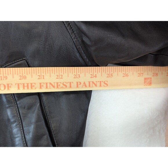 California L.A. Leather Brown Bomber Style Jacket Medium Zip & Button Closures - Picture 16 of 16